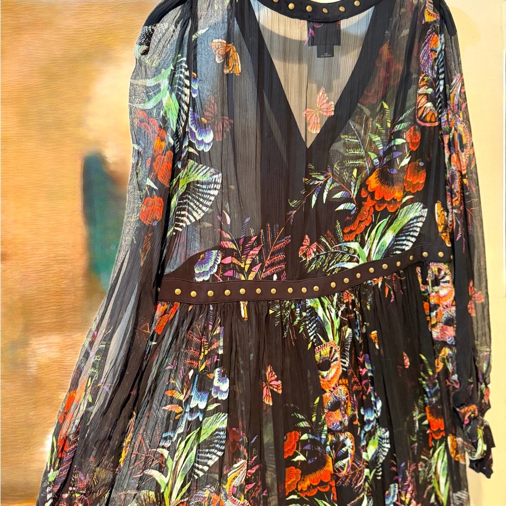 Maeve Black Floral Dress with Studded Detail - Picture 3 of 9